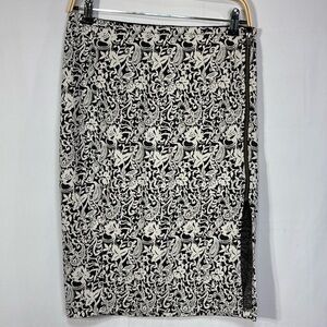 🦙 Michael Stars  cream and black knit side zip side vent skirt DP58